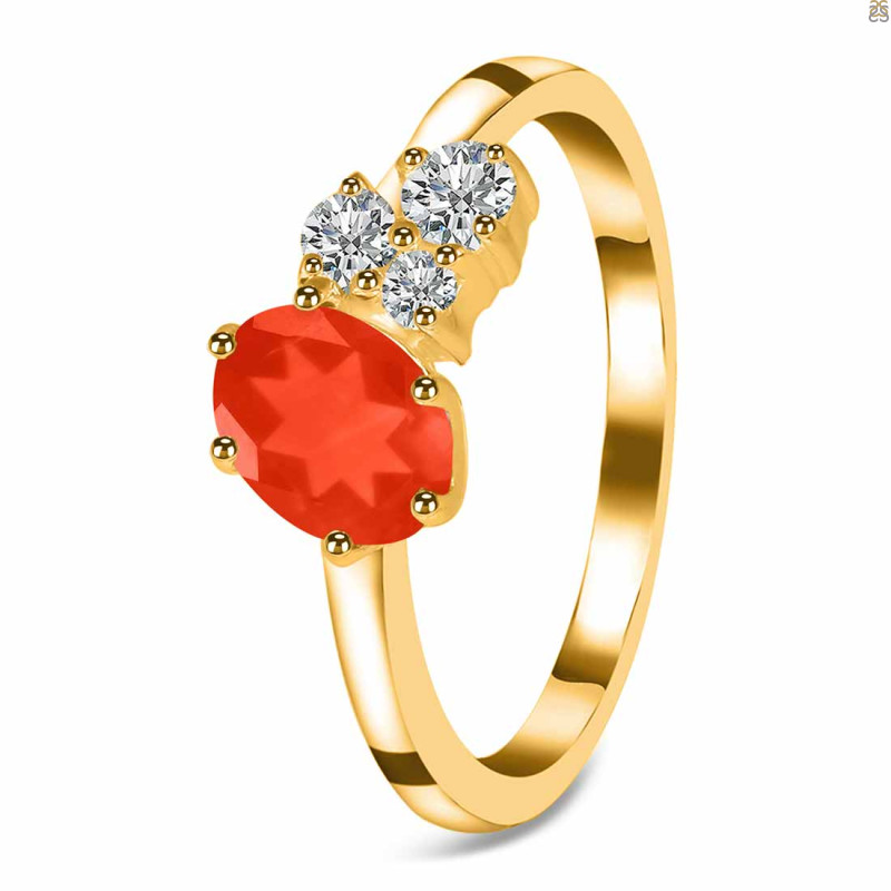 Red Onyx & White Topaz Ring ROX-RDR-3153.