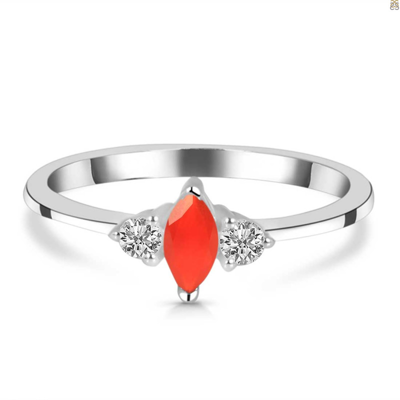 Red Onyx & White Topaz Ring ROX-RDR-3155.