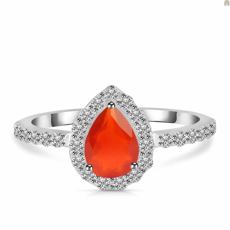 Red Onyx & White Topaz Ring ROX-RDR-3161.