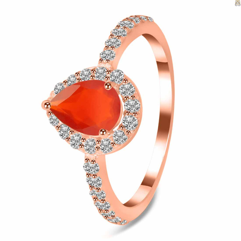 Red Onyx & White Topaz Ring ROX-RDR-3161.