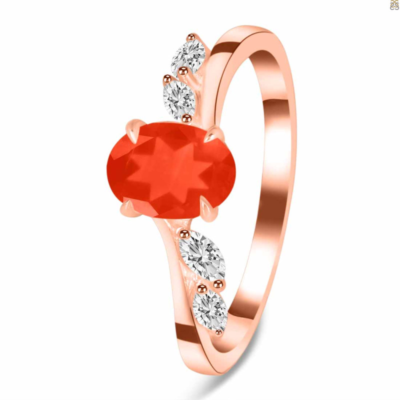 Red Onyx & White Topaz Ring ROX-RDR-3163.