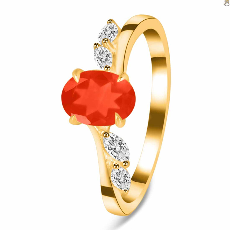 Red Onyx & White Topaz Ring ROX-RDR-3163.
