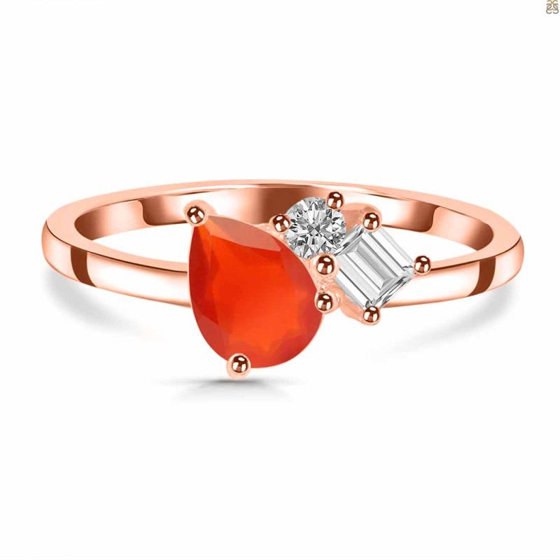 Red Onyx & White Topaz Ring ROX-RDR-3199.