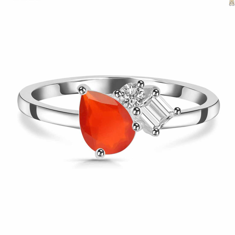 Red Onyx & White Topaz Ring ROX-RDR-3199.