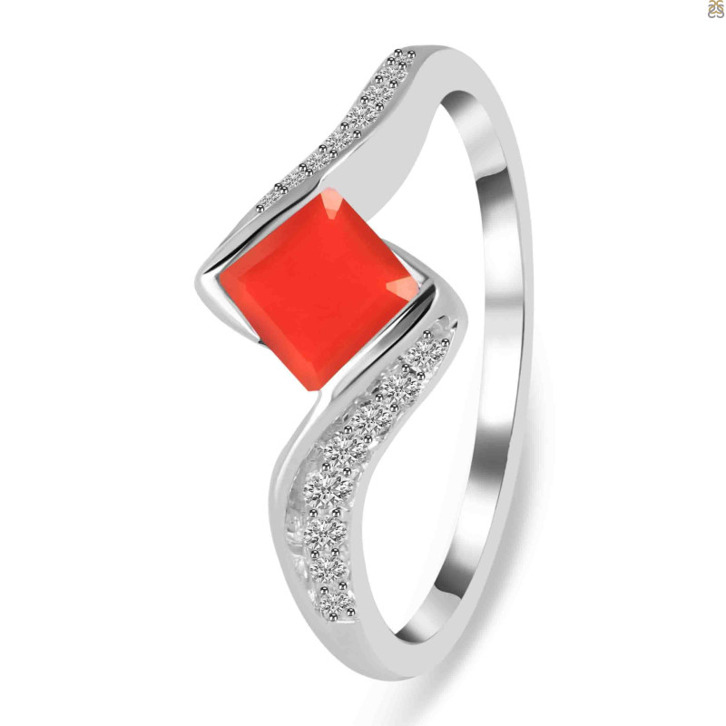 Red Onyx & White Topaz Ring ROX-RDR-346.