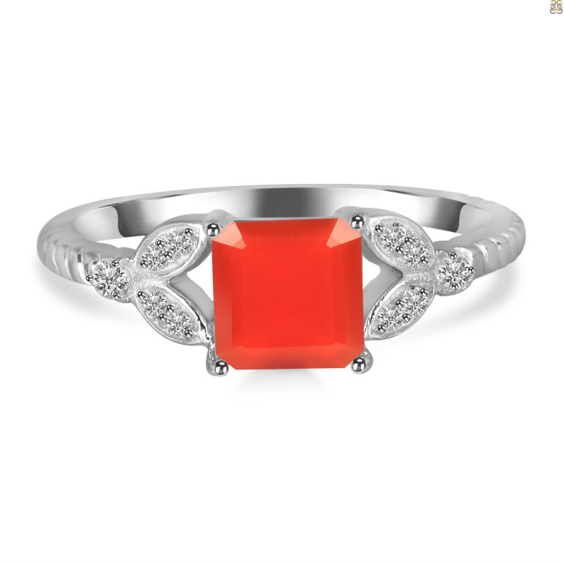 Red Onyx & White Topaz Ring ROX-RDR-353.