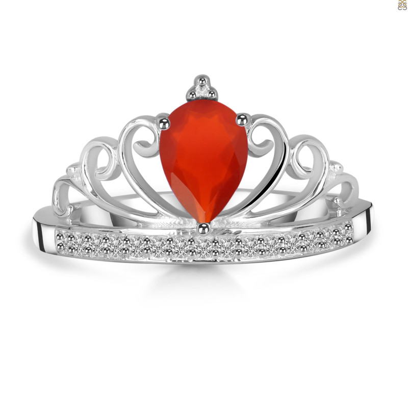 Red Onyx & White Topaz Ring ROX-RDR-365.
