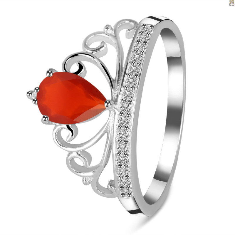 Red Onyx & White Topaz Ring ROX-RDR-365.