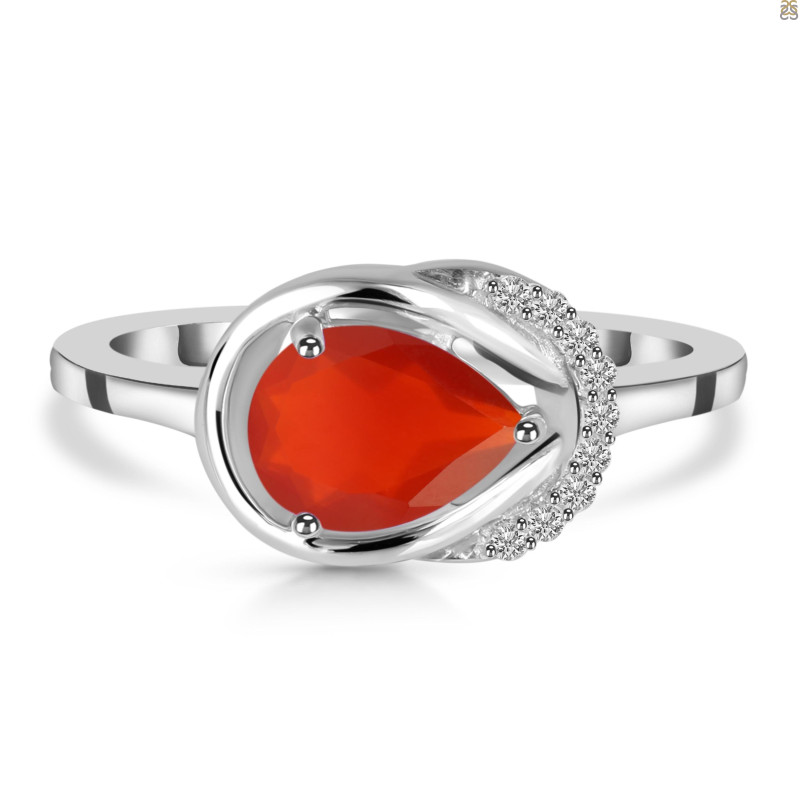 Red Onyx & White Topaz Ring ROX-RDR-367.