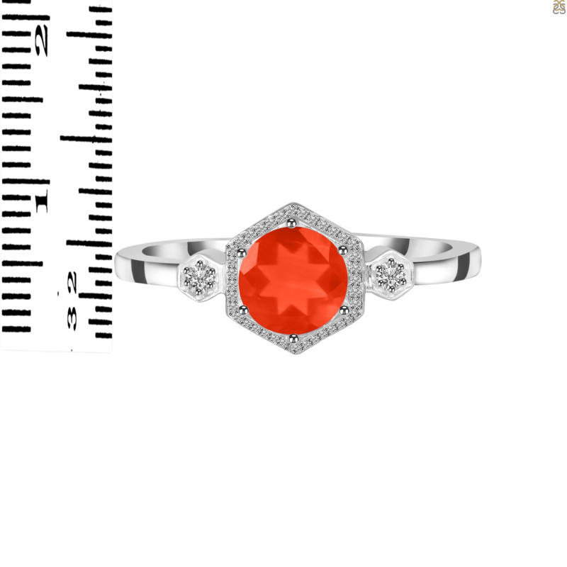 Red Onyx & White Topaz Ring ROX-RDR-373.