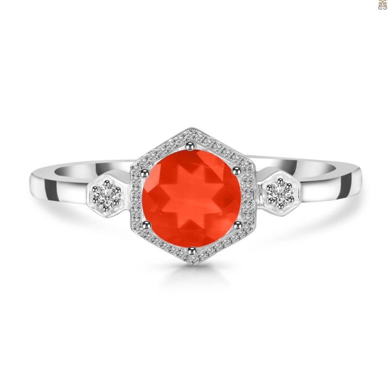 Red Onyx & White Topaz Ring ROX-RDR-373.