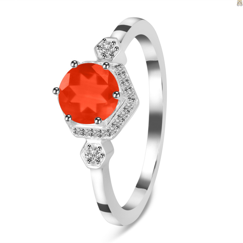 Red Onyx & White Topaz Ring ROX-RDR-373.