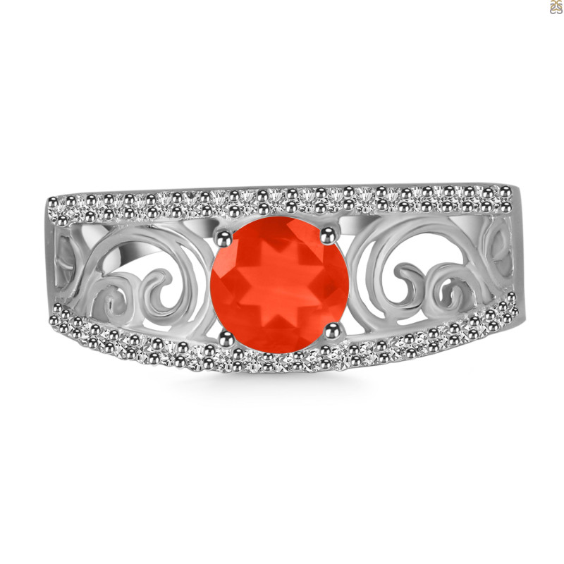 Red Onyx & White Topaz Ring ROX-RDR-375.