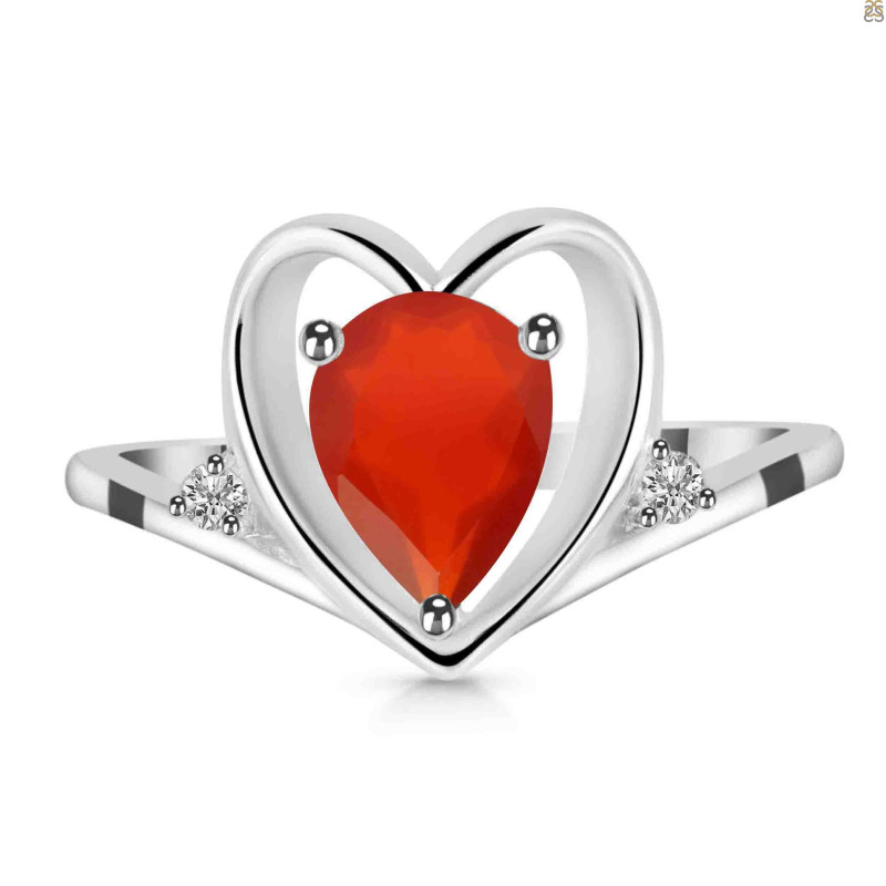 Red Onyx & White Topaz Ring ROX-RDR-379.