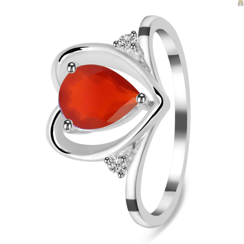 Red Onyx & White Topaz Ring ROX-RDR-379.