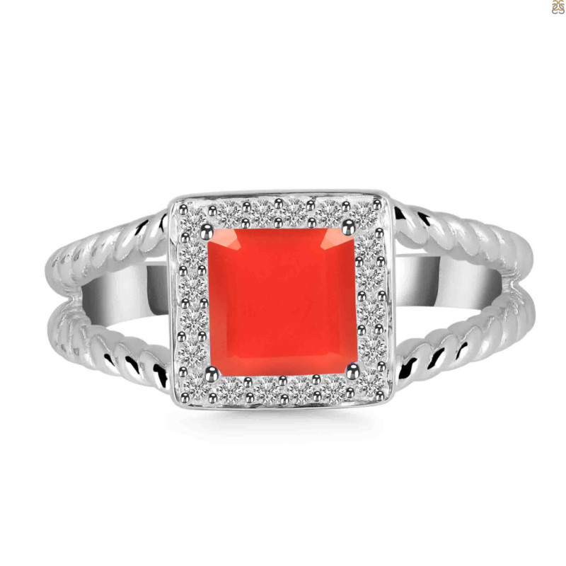Red Onyx & White Topaz Ring ROX-RDR-388.