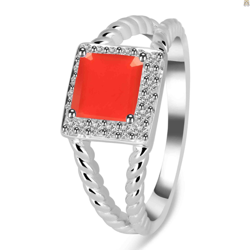 Red Onyx & White Topaz Ring ROX-RDR-388.