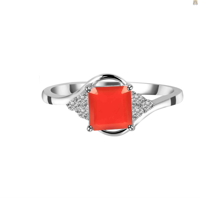 Red Onyx & White Topaz Ring ROX-RDR-399.