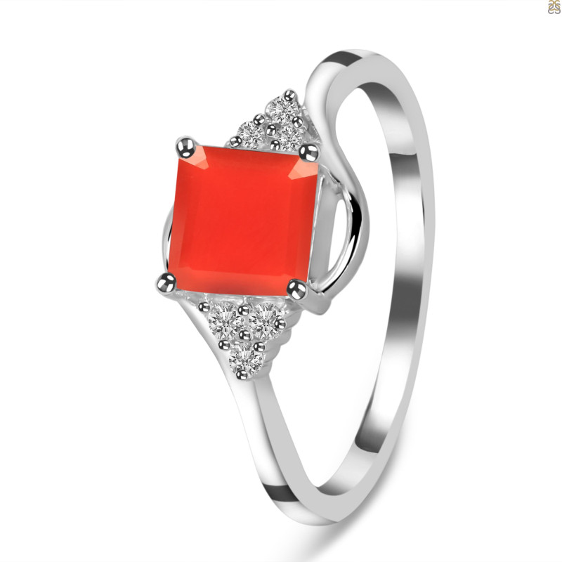 Red Onyx & White Topaz Ring ROX-RDR-399.