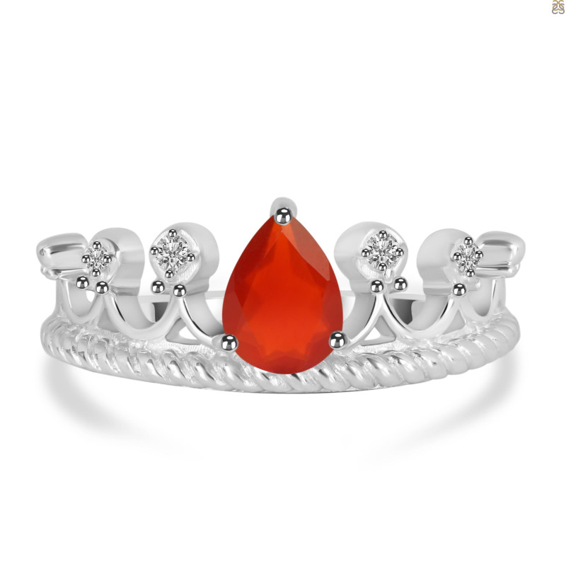 Red Onyx & White Topaz Ring ROX-RDR-405.