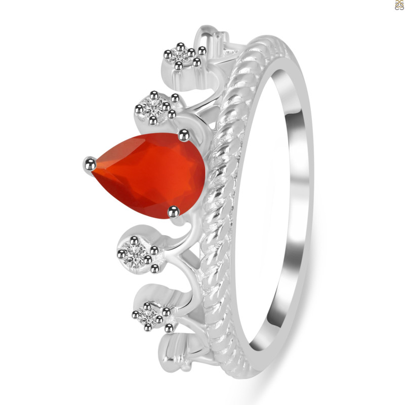 Red Onyx & White Topaz Ring ROX-RDR-405.