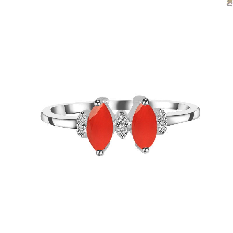 Red Onyx & White Topaz Ring ROX-RDR-418.