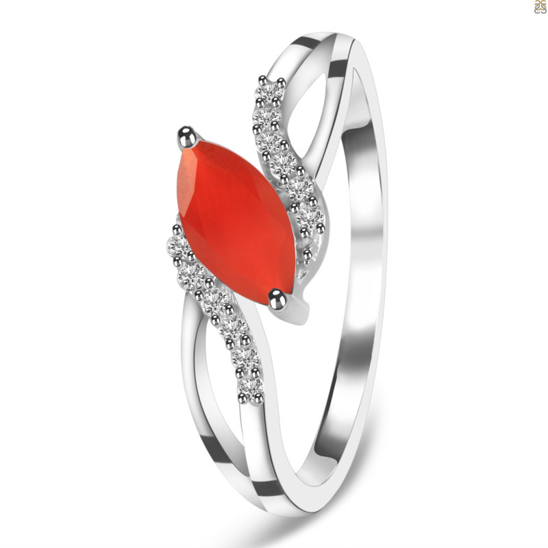Red Onyx & White Topaz Ring ROX-RDR-422.
