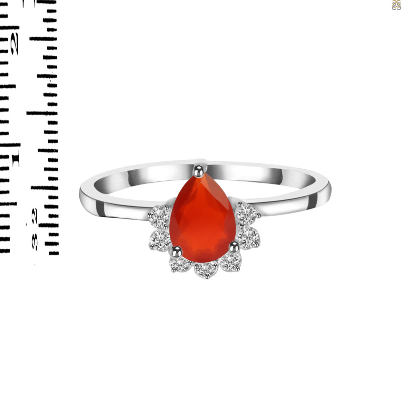 Red Onyx & White Topaz Ring ROX-RDR-436.