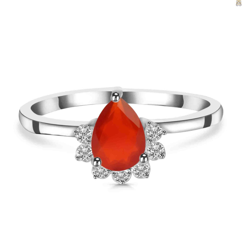 Red Onyx & White Topaz Ring ROX-RDR-436.