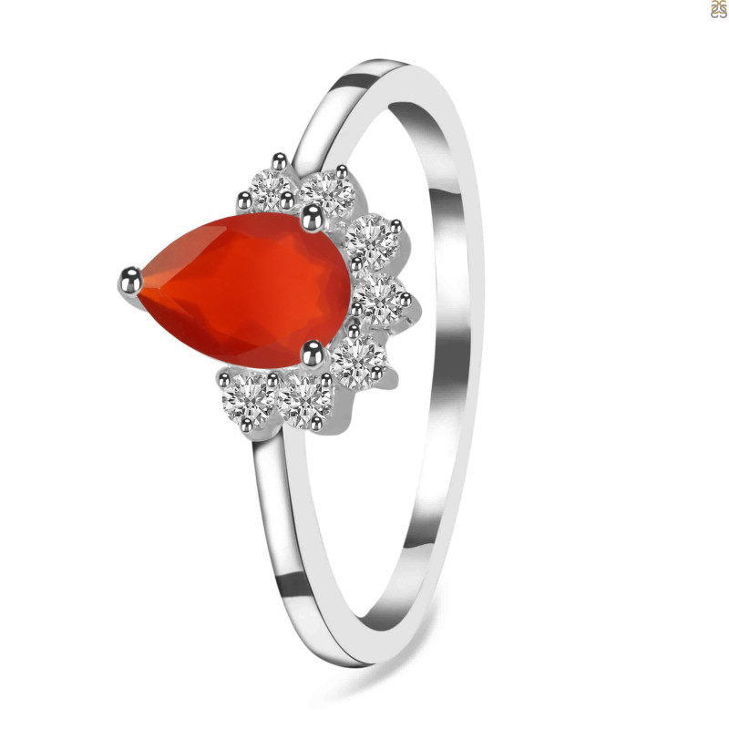 Red Onyx & White Topaz Ring ROX-RDR-436.