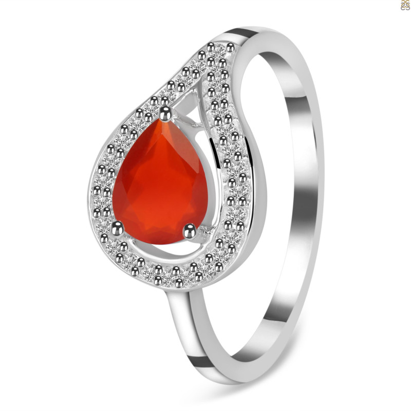Red Onyx & White Topaz Ring ROX-RDR-438.
