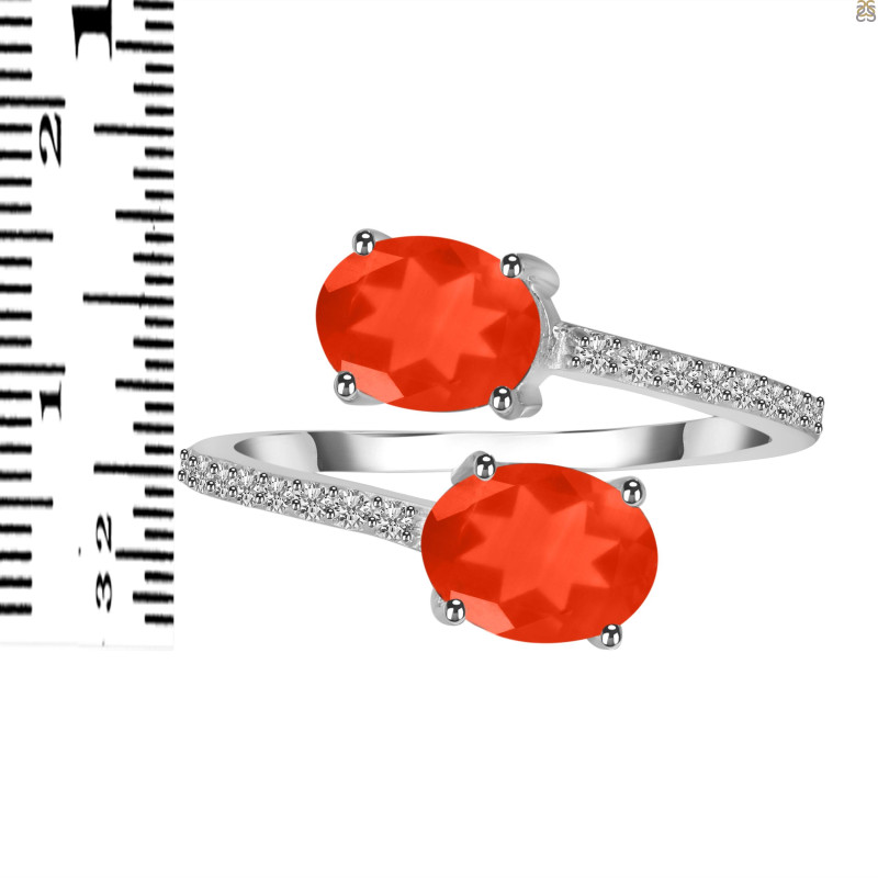 Red Onyx & White Topaz Ring ROX-RDR-440.