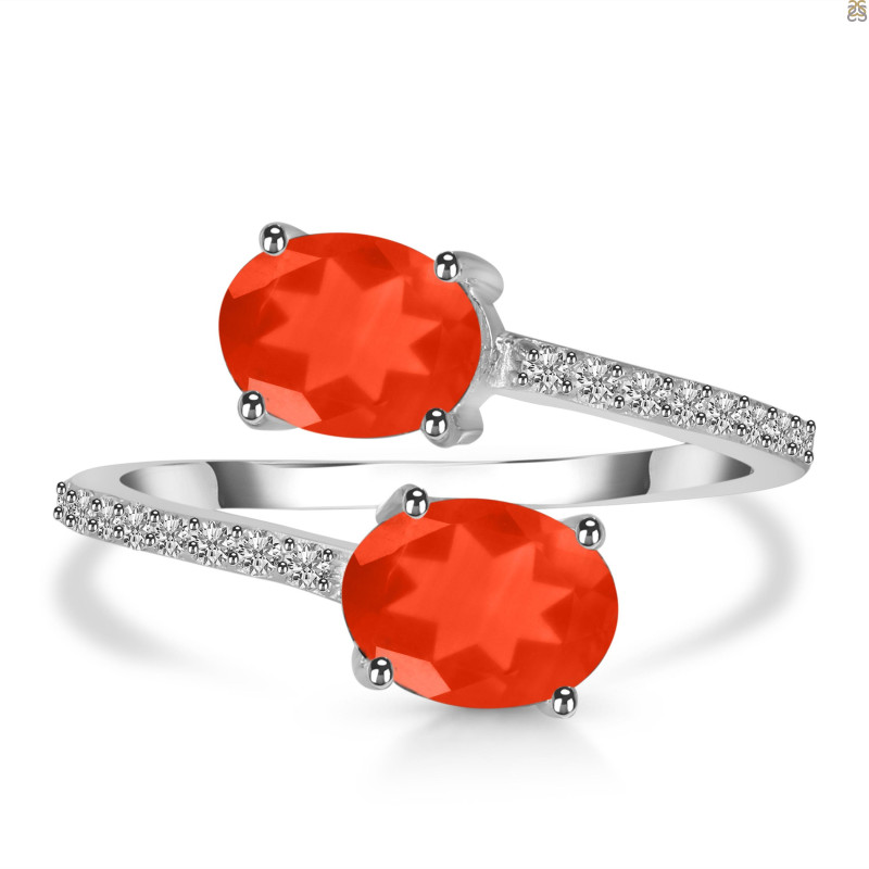 Red Onyx & White Topaz Ring ROX-RDR-440.