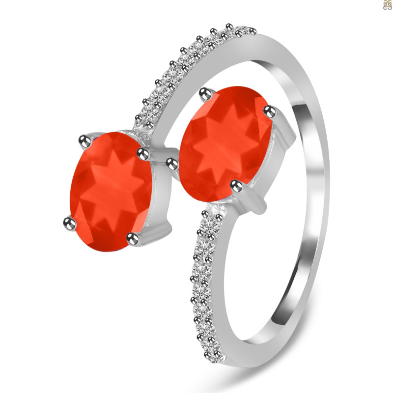 Red Onyx & White Topaz Ring ROX-RDR-440.