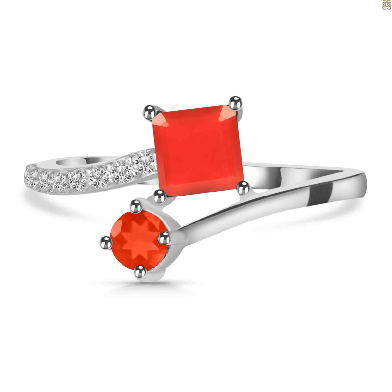 Red Onyx & White Topaz Ring ROX-RDR-441.