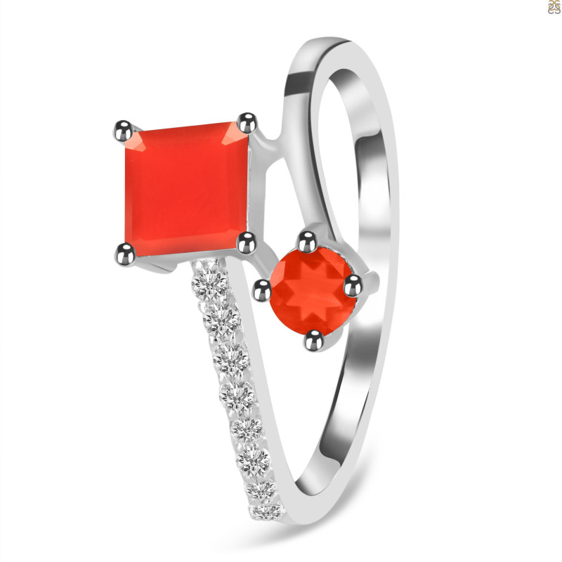 Red Onyx & White Topaz Ring ROX-RDR-441.