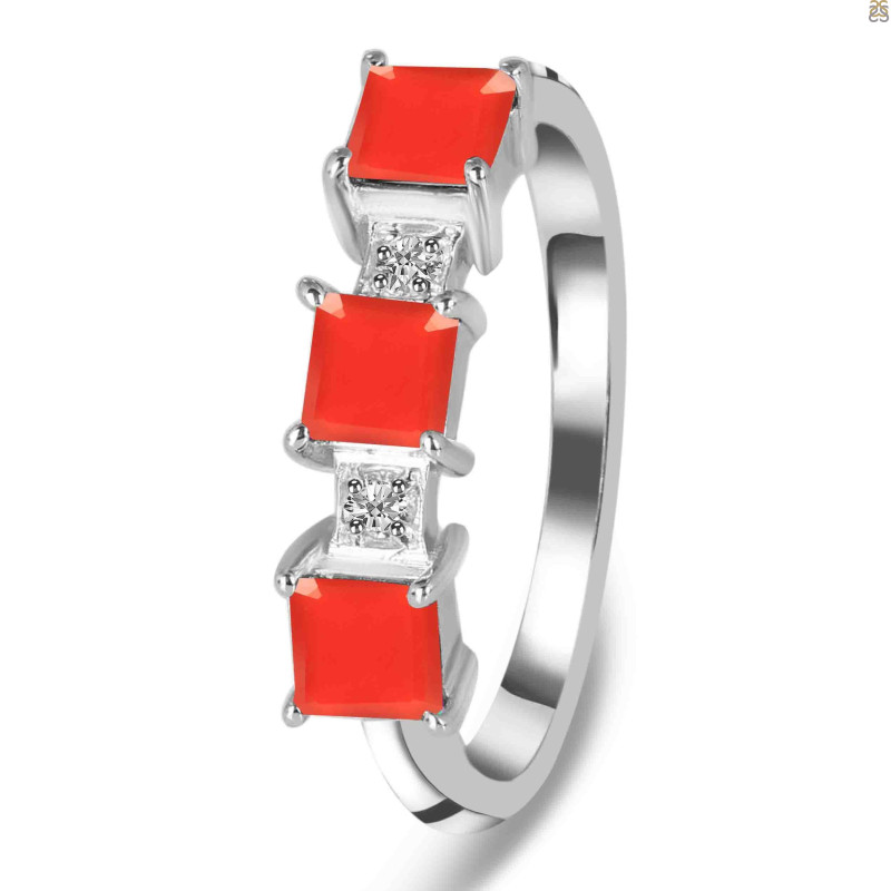 Red Onyx & White Topaz Ring ROX-RDR-443.