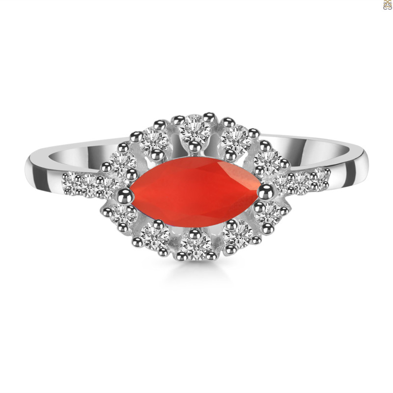 Red Onyx & White Topaz Ring ROX-RDR-446.