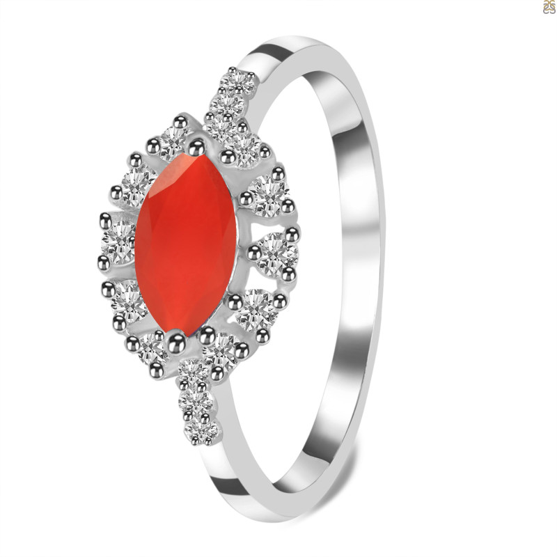 Red Onyx & White Topaz Ring ROX-RDR-446.