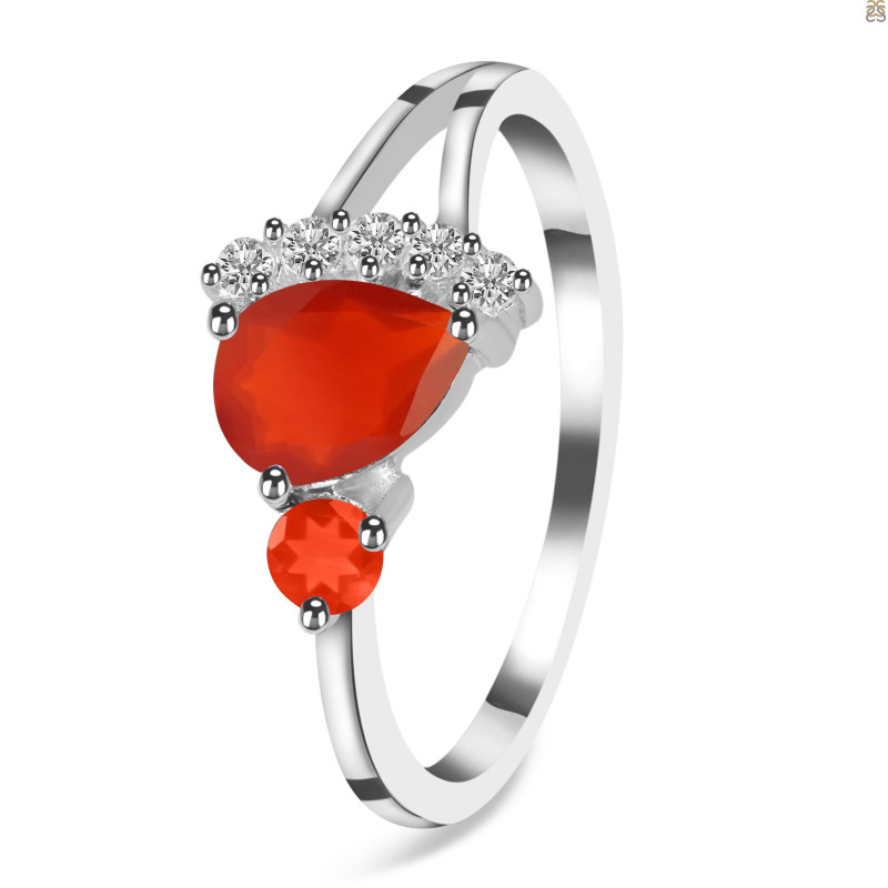 Red Onyx & White Topaz Ring ROX-RDR-453.