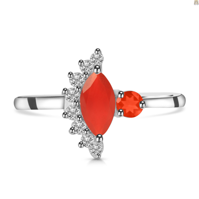 Red Onyx & White Topaz Ring ROX-RDR-454.