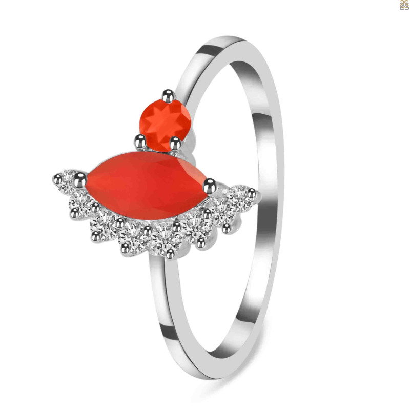 Red Onyx & White Topaz Ring ROX-RDR-454.