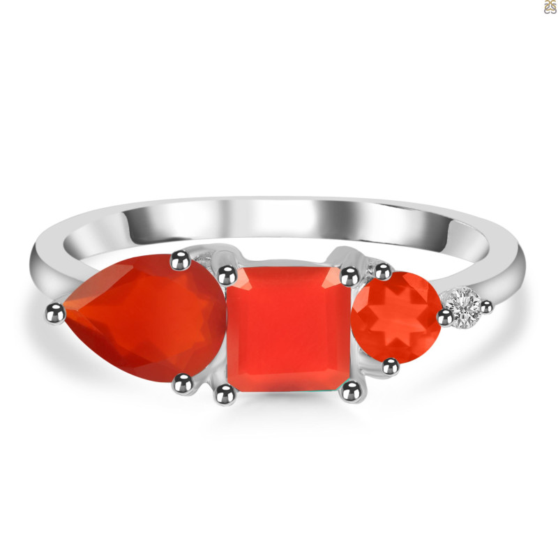 Red Onyx & White Topaz Ring ROX-RDR-455.
