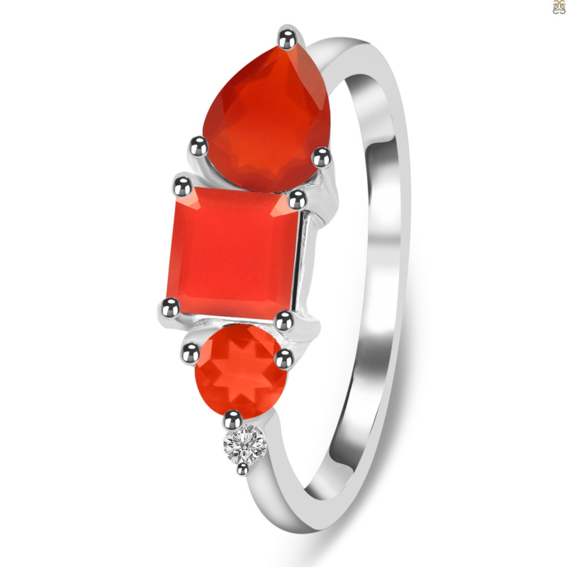 Red Onyx & White Topaz Ring ROX-RDR-455.