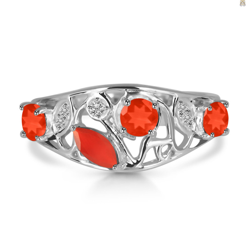 Red Onyx & White Topaz Ring ROX-RDR-459.