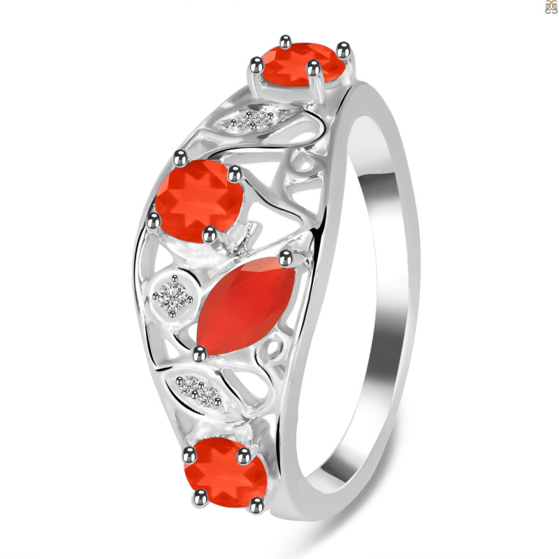 Red Onyx & White Topaz Ring ROX-RDR-459.