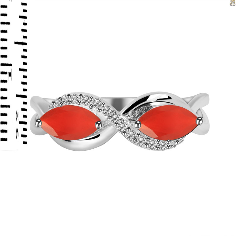 Red Onyx & White Topaz Ring ROX-RDR-461.