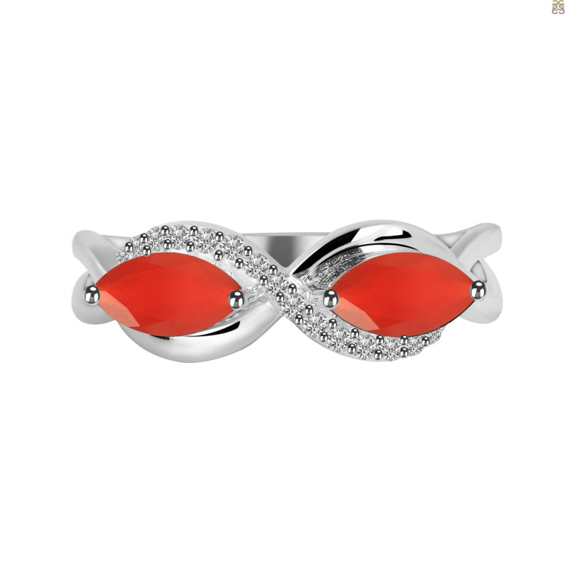 Red Onyx & White Topaz Ring ROX-RDR-461.
