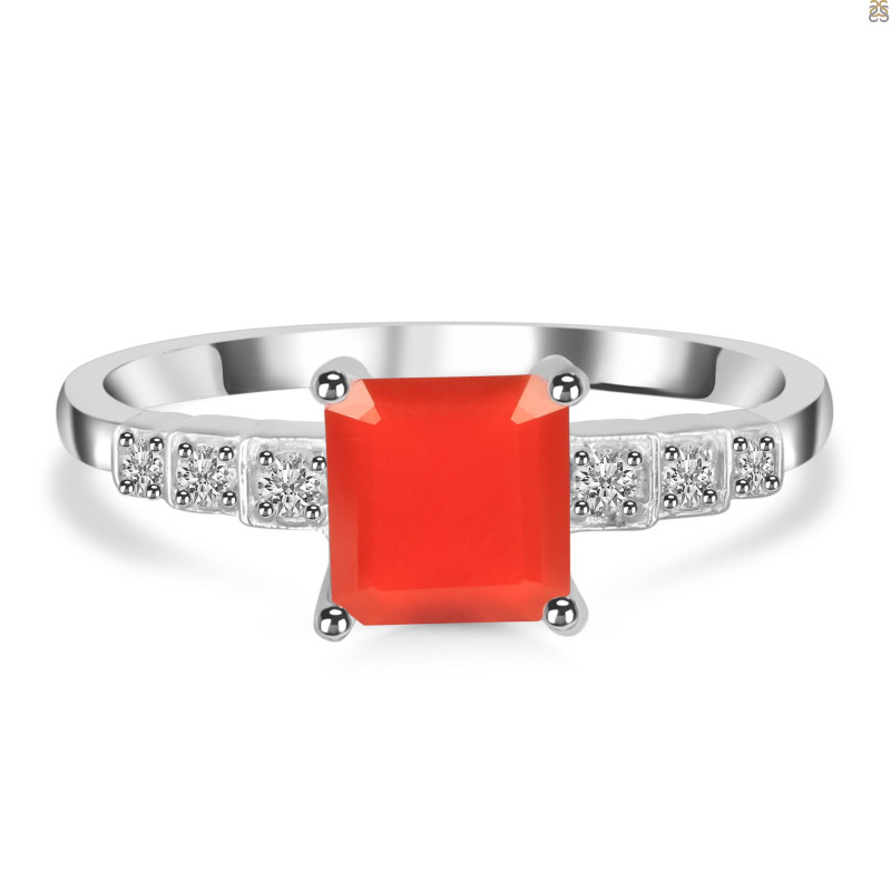Red Onyx & White Topaz Ring ROX-RDR-472.