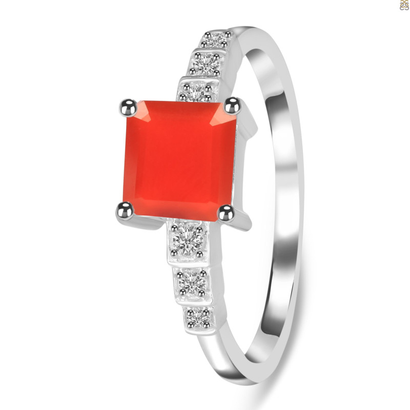 Red Onyx & White Topaz Ring ROX-RDR-472.